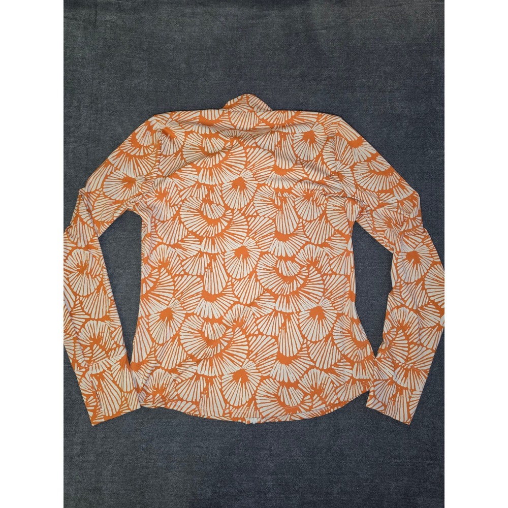 Tommy Bahama Golf Womens Large Orange White Shell Print Full Zip Jacket L - Picture 2 of 6